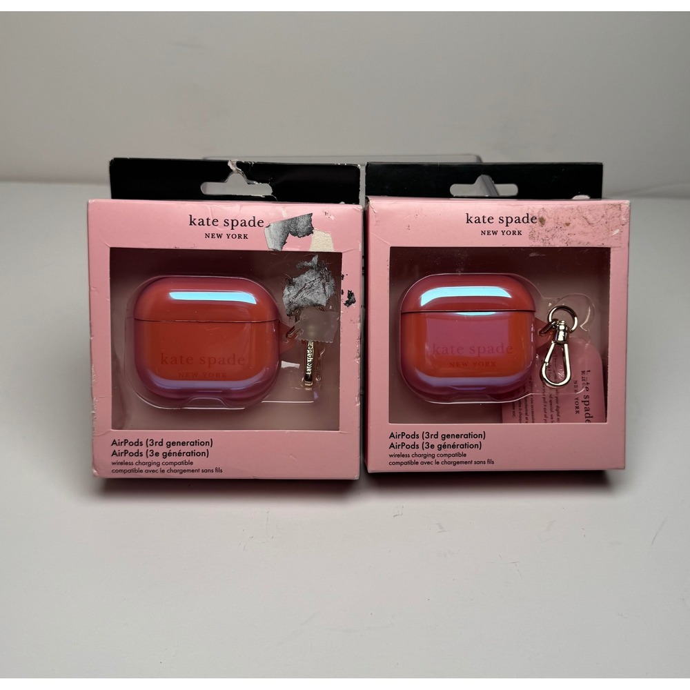 Kate Spade‎ Airpod Pro 3rd Generation Pink Hardshell Logo Case 2x Bundle NIB